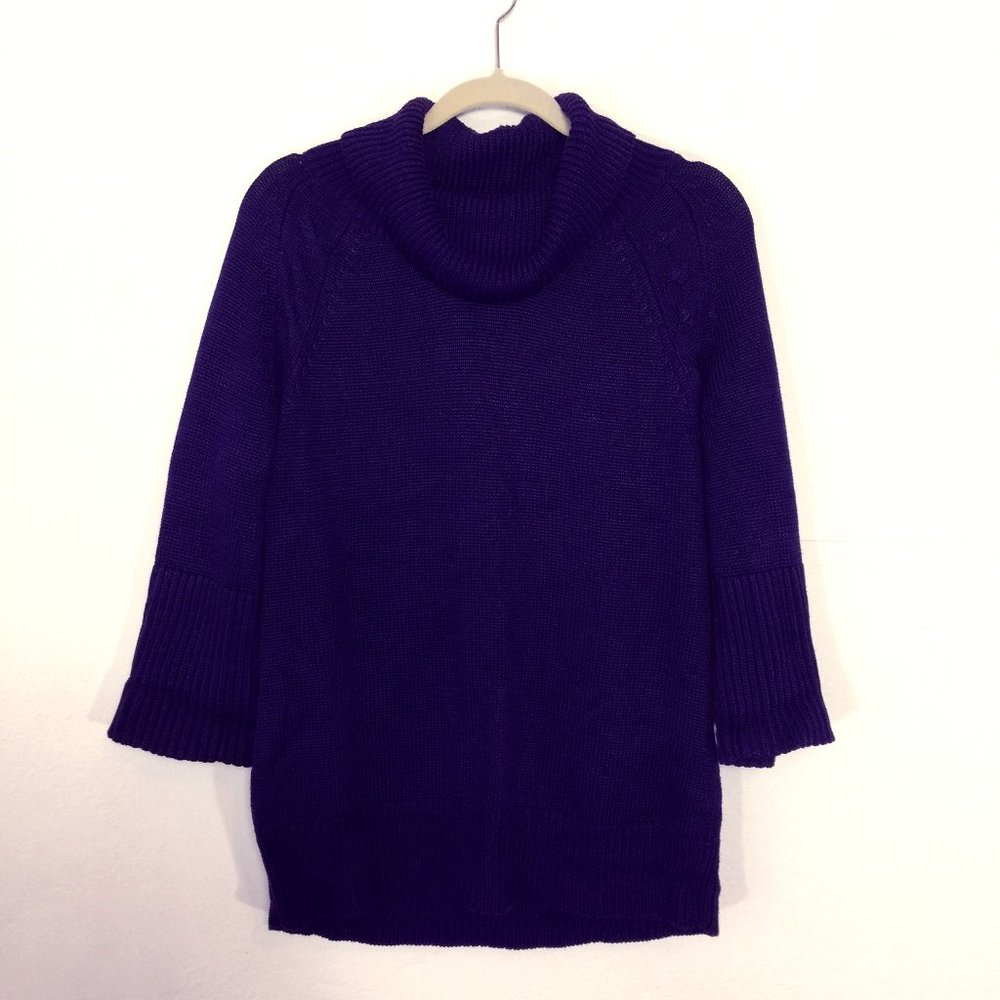 Chico's Ribbed Knit Pullover Sweater Cowl Neck Sz1